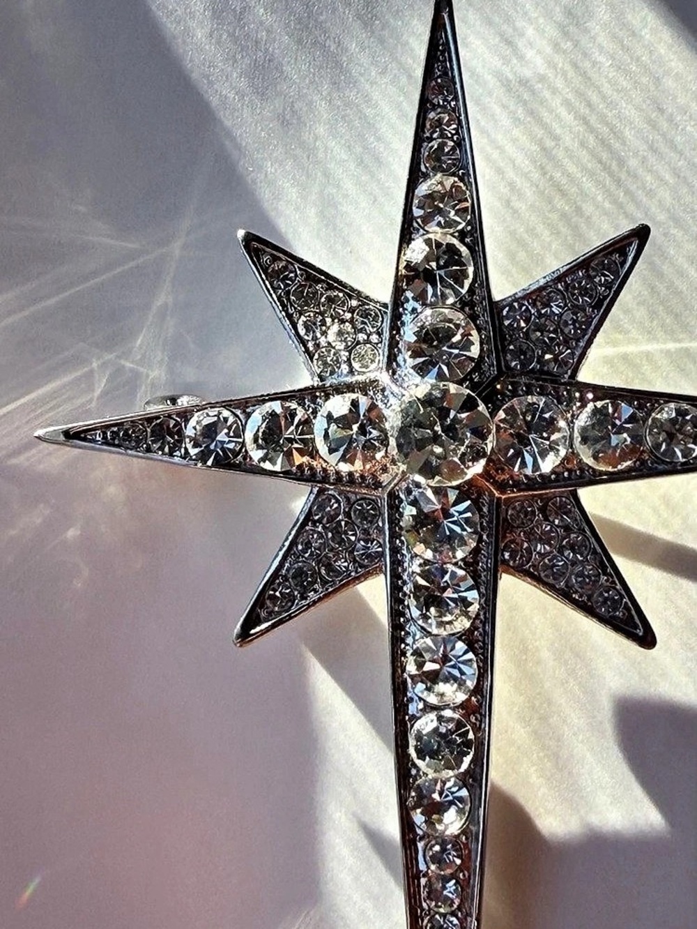 Crystal Starburst Brooch in Silver